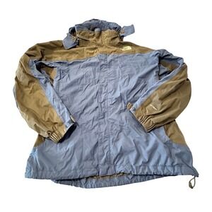 The North Face HyVent Rain Jacket Mens XL Blue Black Waterproof Hooded